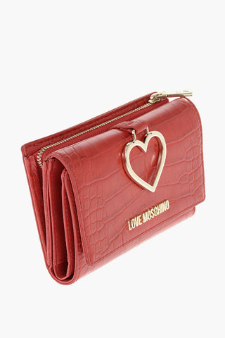 LOVE Croco Print Wallet with Gold-toned Hardware