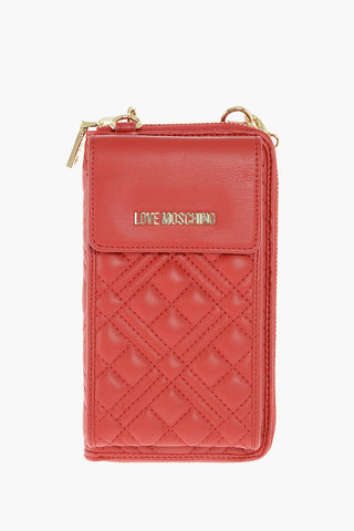 LOVE quilted faux leather wallet with removable shoulder strap