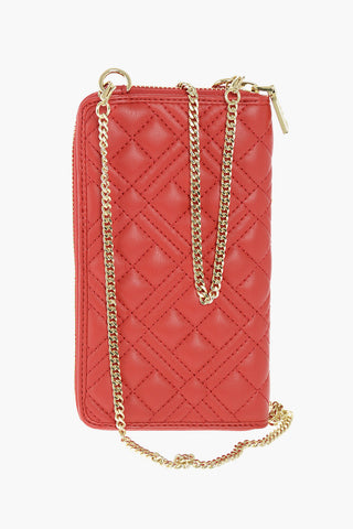 LOVE quilted faux leather wallet with removable shoulder strap