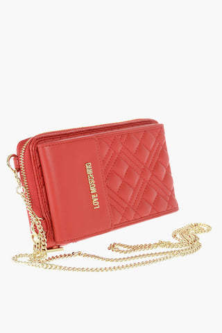 LOVE quilted faux leather wallet with removable shoulder strap