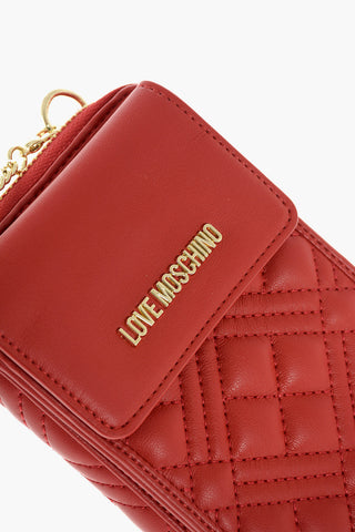 LOVE quilted faux leather wallet with removable shoulder strap