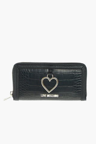 LOVE Croco Print Wallet with Gold-toned Hardware