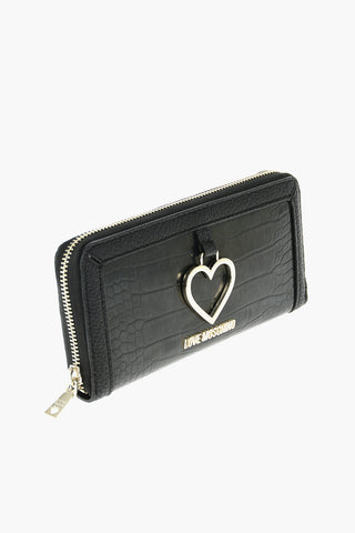 LOVE Croco Print Wallet with Gold-toned Hardware