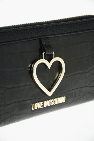 LOVE Croco Print Wallet with Gold-toned Hardware