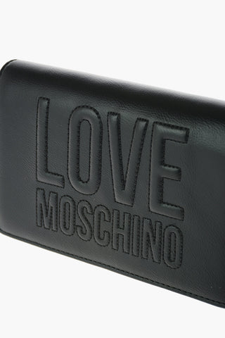 LOVE faux leather crossbody bag with embossed logo
