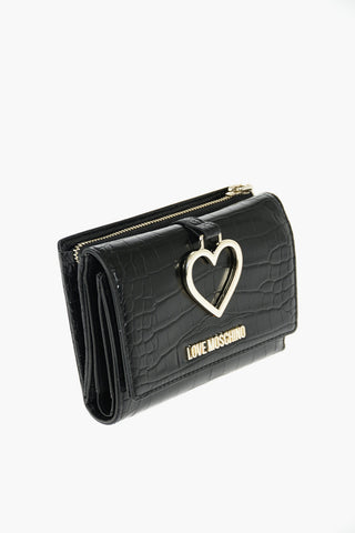 LOVE crocodile printed faux leather wallet