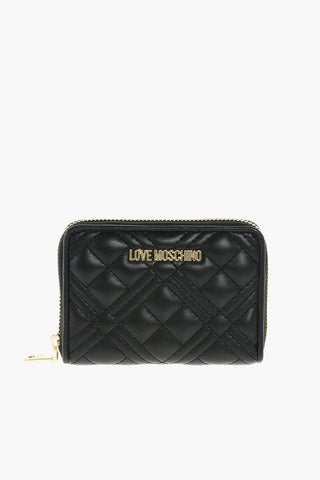 LOVE Quilted Faux-leather Wallet with Gold-toned Lettering Logo