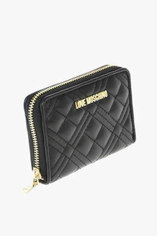 LOVE Quilted Faux-leather Wallet with Gold-toned Lettering Logo