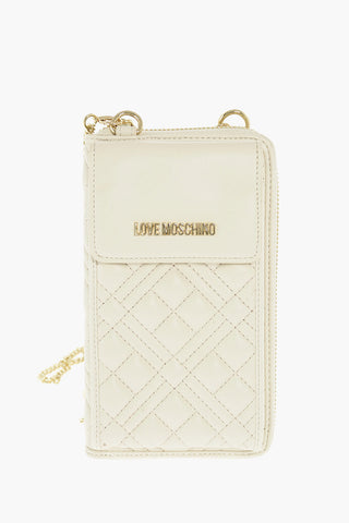 LOVE quilted faux leather wallet with removable shoulder strap