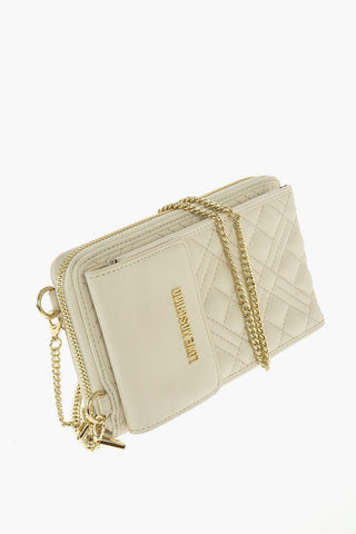 LOVE quilted faux leather wallet with removable shoulder strap