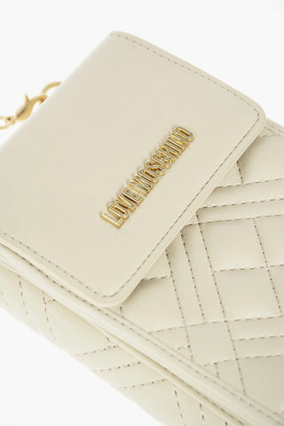 LOVE quilted faux leather wallet with removable shoulder strap