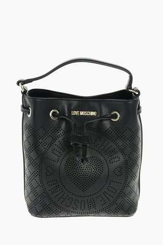 LOVE Perforated faux leather bucket bag