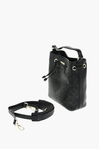 LOVE Perforated faux leather bucket bag