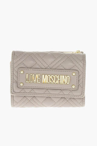 LOVE Quilted Faux-leather Wallet with Gold-toned Metal Logo