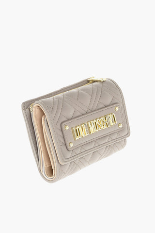 LOVE Quilted Faux-leather Wallet with Gold-toned Metal Logo