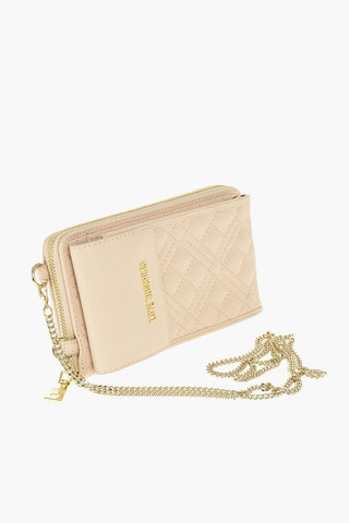 LOVE quilted faux leather wallet with removable shoulder strap