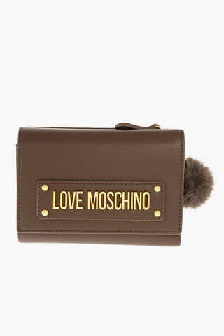 LOVE Faux-leather Wallet embellished with Pom-pom