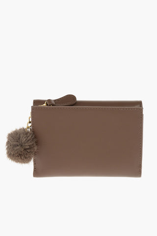 LOVE Faux-leather Wallet embellished with Pom-pom
