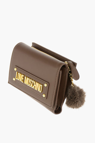 LOVE Faux-leather Wallet embellished with Pom-pom