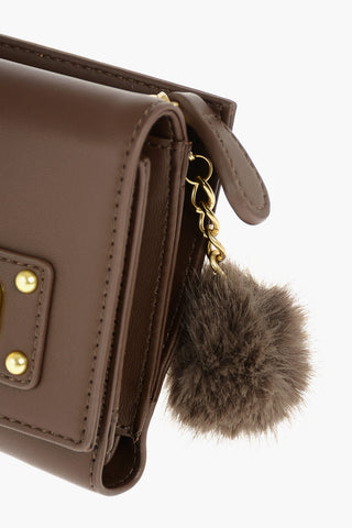 LOVE Faux-leather Wallet embellished with Pom-pom