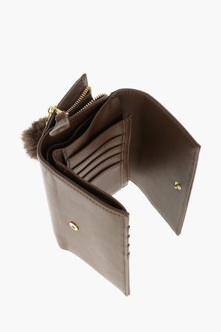 LOVE Faux-leather Wallet embellished with Pom-pom