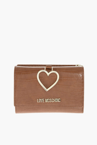 LOVE crocodile printed faux leather wallet