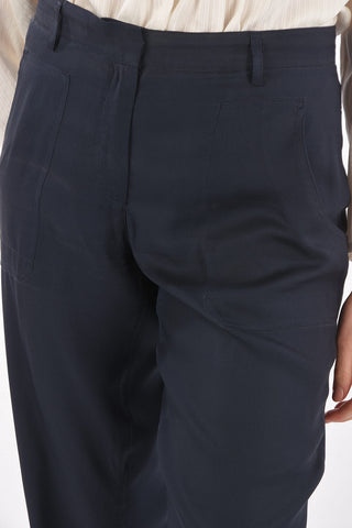 High Waist Cropped Silk Pants