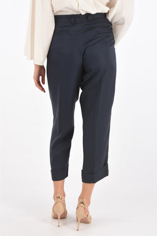 High Waist Cropped Silk Pants