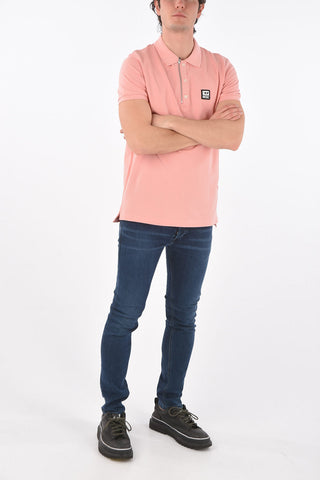 pique' 3 buttons T-HARRY polo shirt with half zip
