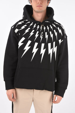 felpa hoodie con maxi tasca a toppa
