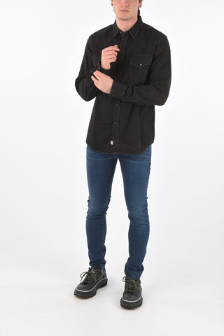 camicia D-EAST-P  in denim con bottoni automatici e doppio taschino