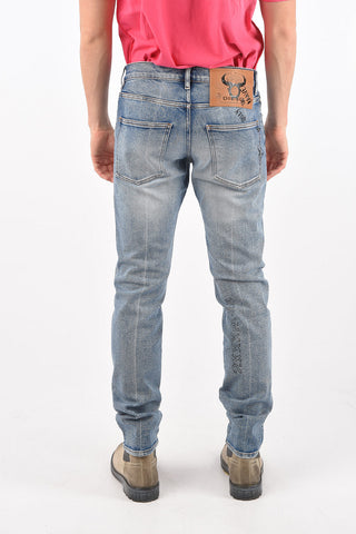 17cm 5 pockets CL-D-KRAS-X slim fit jeans with Visible Stitchings L32
