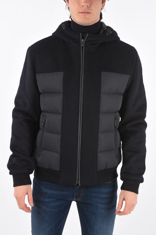 Hooded Down Jacket with Wool and Cashmere Inserts