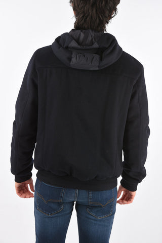 Hooded Down Jacket with Wool and Cashmere Inserts