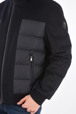 Hooded Down Jacket with Wool and Cashmere Inserts