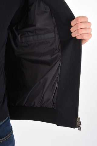 Hooded Down Jacket with Wool and Cashmere Inserts