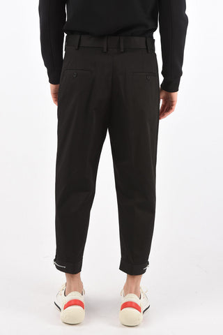 stretch cotton wide leg fit pants