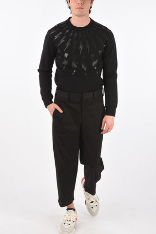 stretch cotton wide leg fit pants