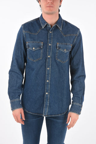 denim D-EAST-P  shirt with breast pockets