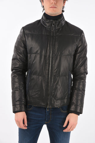 ID Leather Down Jacket with Hood