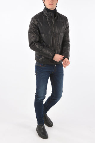 ID Leather Down Jacket with Hood