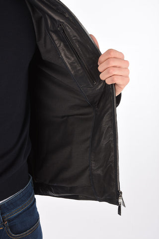 ID Leather Down Jacket with Hood