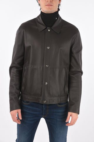 ID Leather Jacket with Snap Buttons