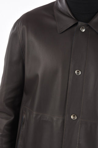ID Leather Jacket with Snap Buttons