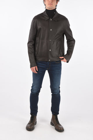 ID Leather Jacket with Snap Buttons