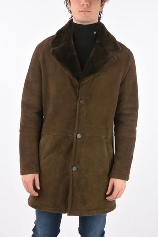 ID 3 Button Shearling Coat with Zip Fastening Pocket