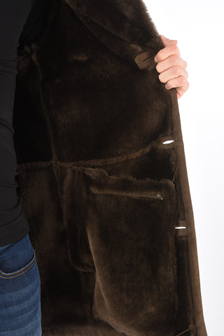 ID 3 Button Shearling Coat with Zip Fastening Pocket