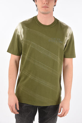 crew-neck T-JUBIND-SLITS-A3 t-shirt with side tie dye patterned