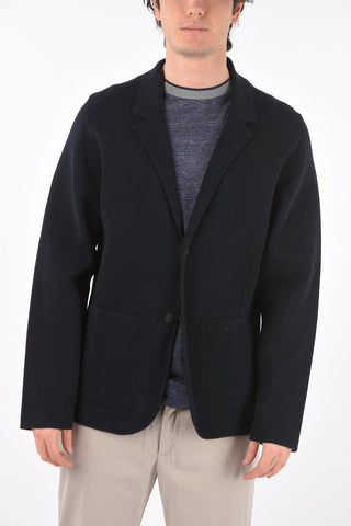 ZZEGNA knitted 2 buttons blazer with patch pockets