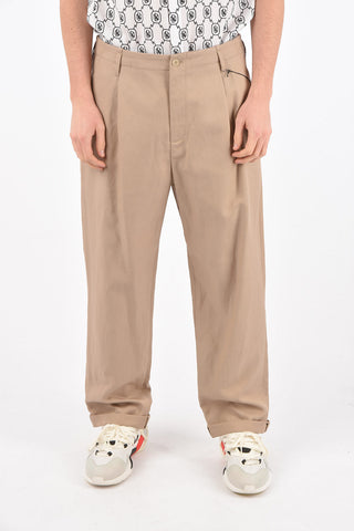 single pleat cuffed hem trousers